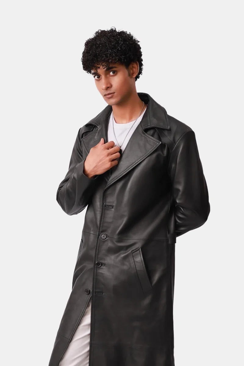 Sterling Matte Leather Duster Coat