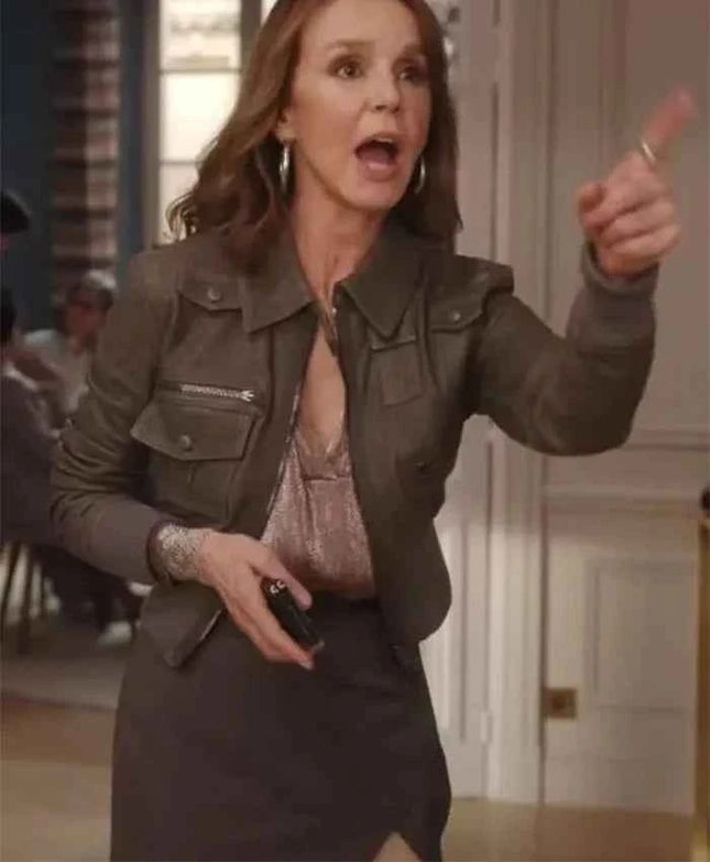 Emily in Paris Season 4 Sylvie Grateau Green Biker Jacket