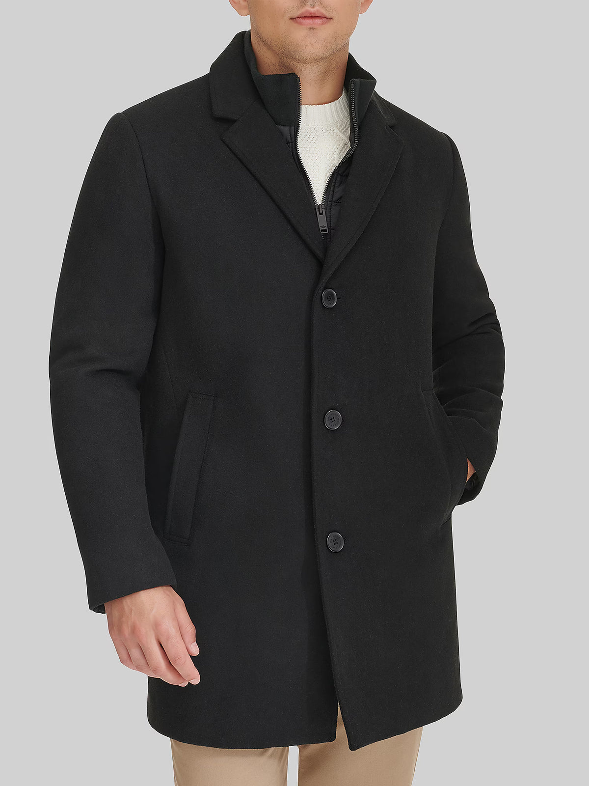 Carrow Wool Topcoat with Bib For Men