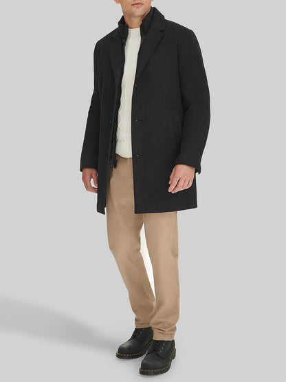 Carrow Wool Topcoat with Bib For Men