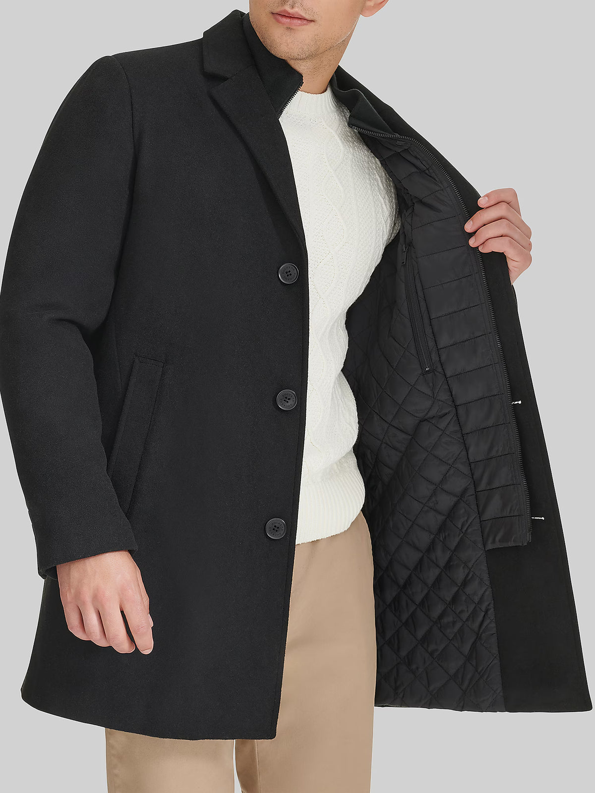 Carrow Wool Topcoat with Bib For Men
