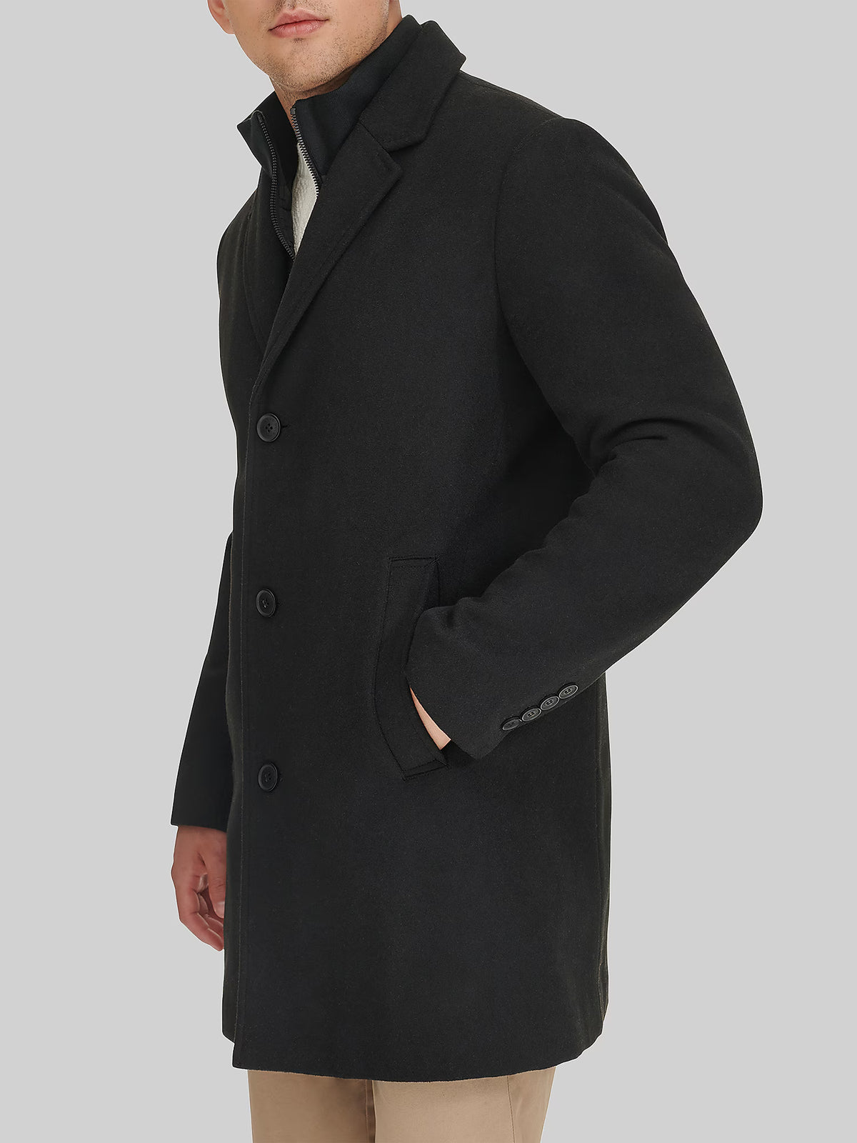 Carrow Wool Topcoat with Bib For Men