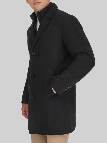 Carrow Wool Topcoat with Bib For Men