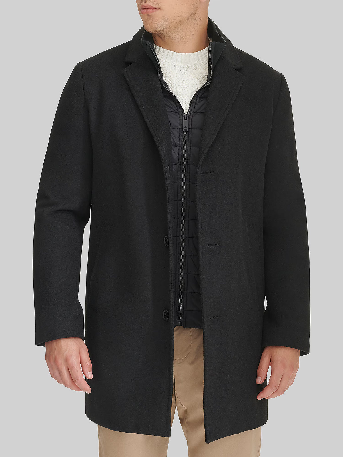 Carrow Wool Topcoat with Bib For Men