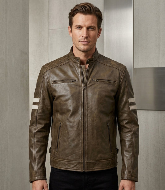 Thatcher Racer Jacket with Stripes