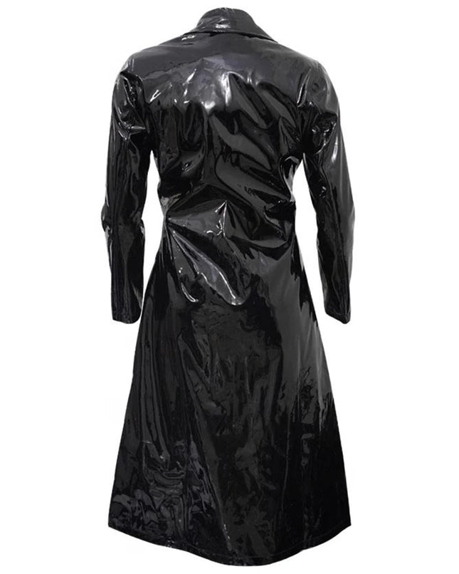 The Matrix 4 Carrie Anne Moss Black Trench Coat - Top Celeb Style