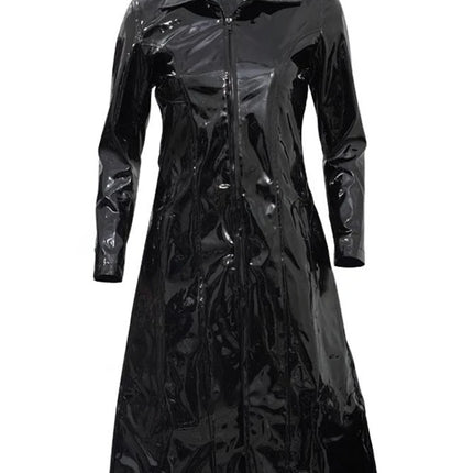 The Matrix 4 Carrie Anne Moss Black Trench Coat - Top Celeb Style