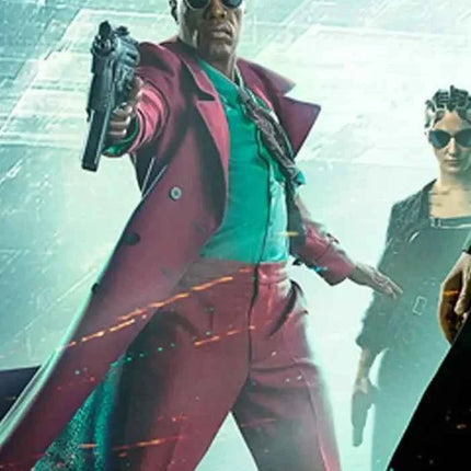 The Matrix 4 Morpheus Maroon Trench Coat