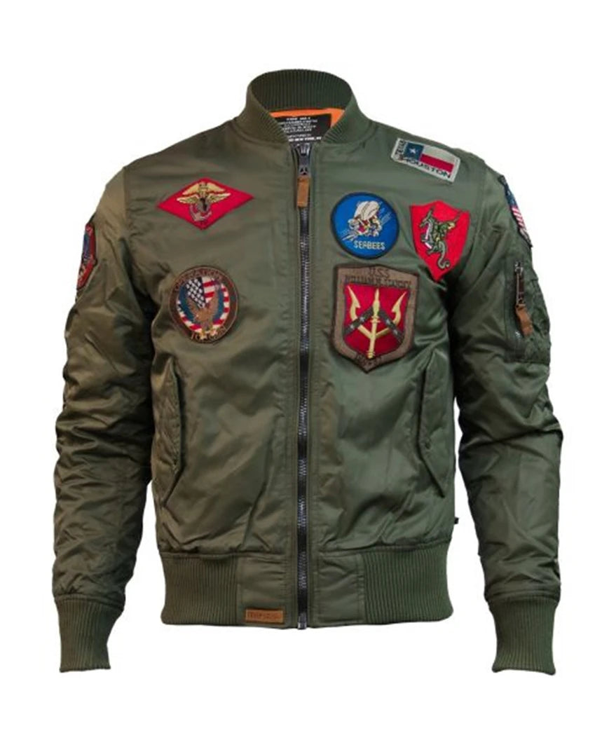 Ma-1 Top Gun Bomber Jacket With Patches
