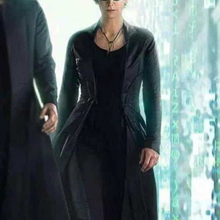 The Matrix 4 Carrie Anne Moss Black Trench Coat