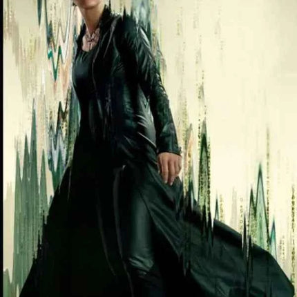 The Matrix 4 Carrie Anne Moss Black Trench Coat