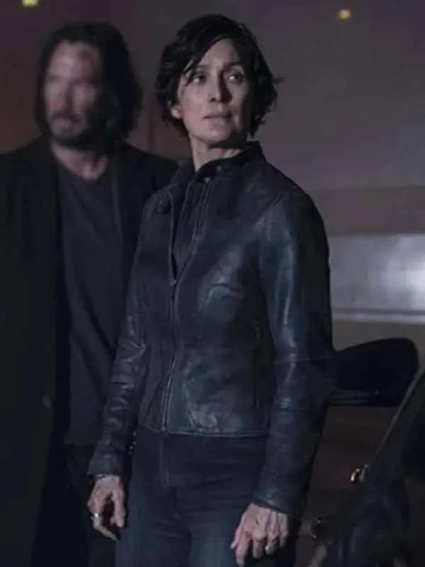 The Matrix 4 Carrie Anne Moss Biker Jacket