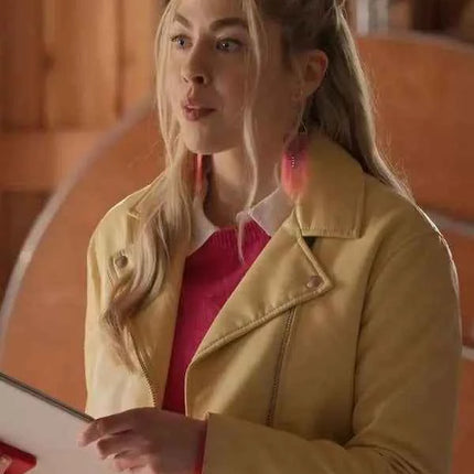Virgin River Season 6 Sarah Dugdale Yellow Biker Jacket