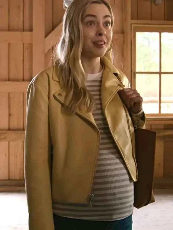 Virgin River Season 6 Sarah Dugdale Yellow Biker Jacket