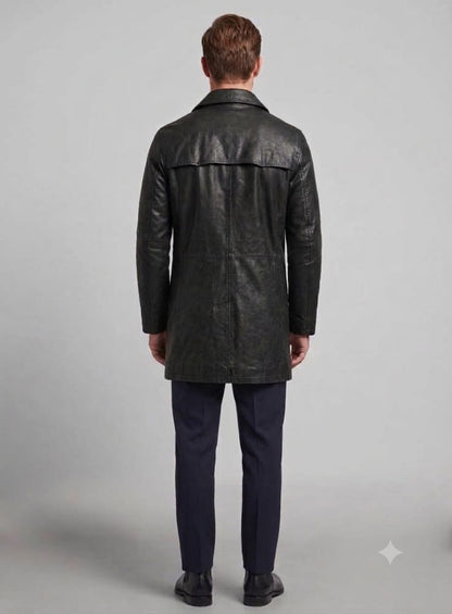 Ravensworth Black Leather Trench Coat