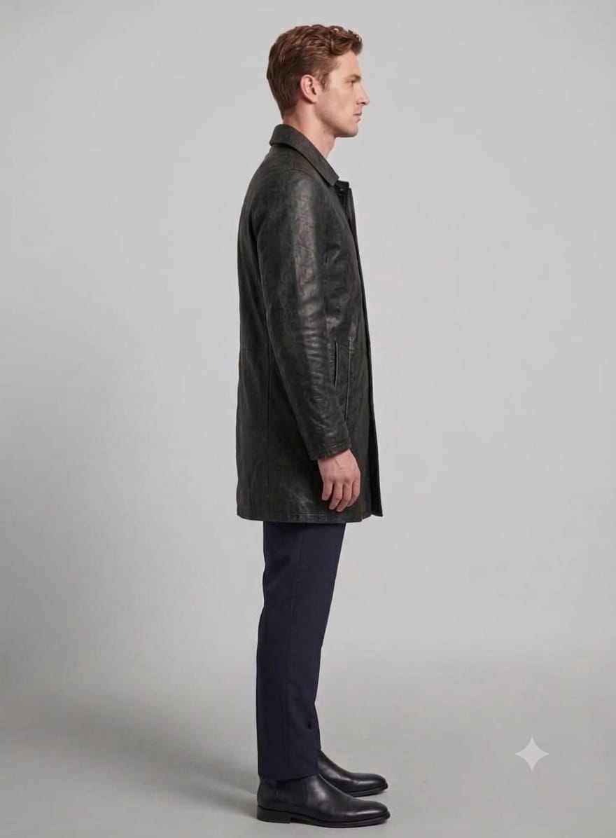 Ravensworth Black Leather Trench Coat