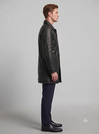 Ravensworth Black Leather Trench Coat
