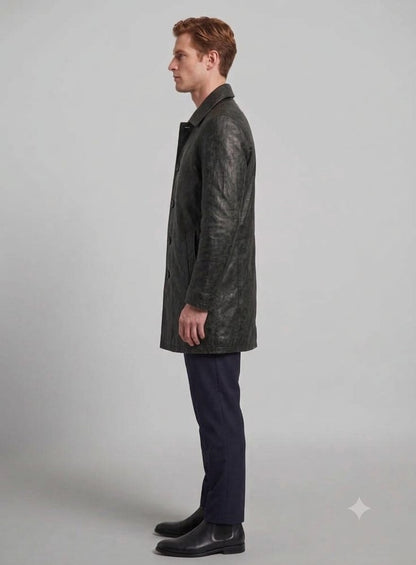 Ravensworth Black Leather Trench Coat