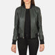Ava Ma-1 Women Green Leather Bomber Jacket