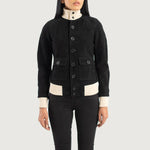 Sasha A1 Women Black Suede Bomber Jacket
