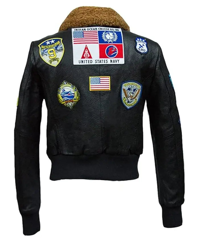 Women's Top Gun Leather Sherpa Bomber Jacket