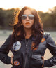 Women's Top Gun Leather Sherpa Bomber Jacket