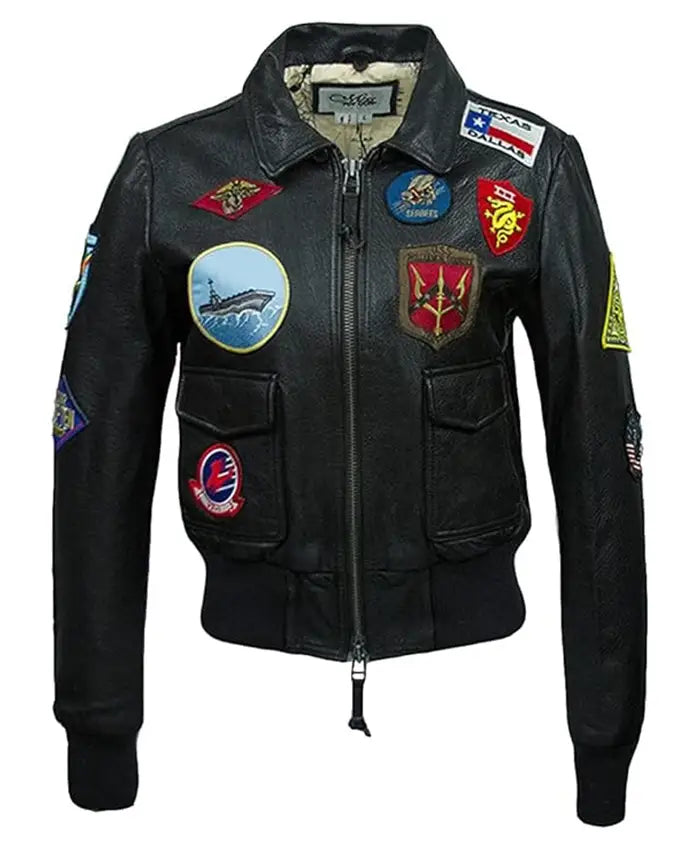 Women's Top Gun Leather Sherpa Bomber Jacket
