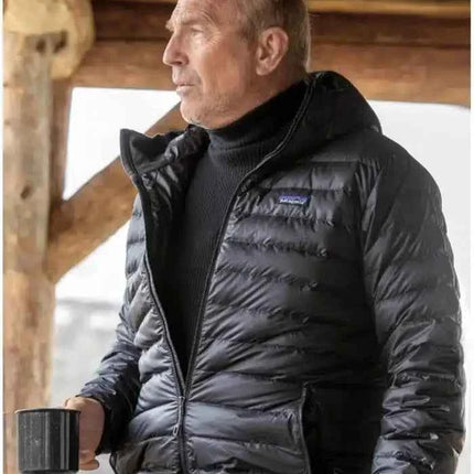 Yellowstone Season 5 John Dutton Black Puffer Jacket