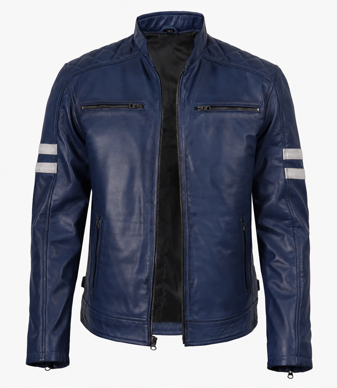 Marlowe Wax Cafe Racer Jacket with Stripes