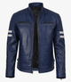 Marlowe Wax Cafe Racer Jacket with Stripes