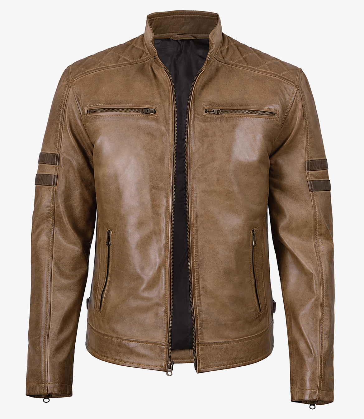 Marlowe Wax Cafe Racer Jacket with Stripes