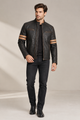 Kestrel Black Cafe Racer Jacket with Stripes