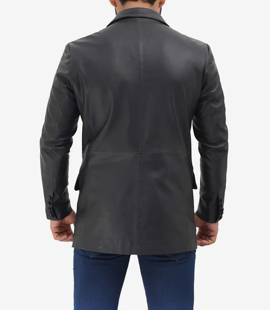 Halstead Two-Button Leather Blazer