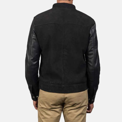 Men Blain Black Hybrid Bomber Jacket