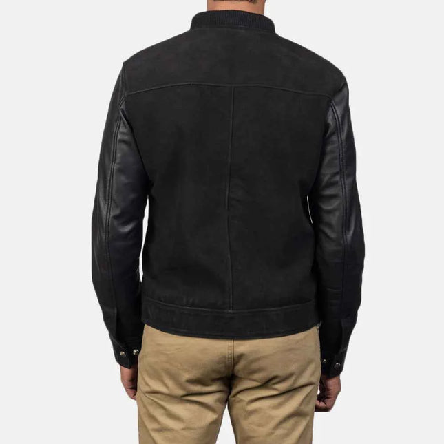 Men Blain Black Hybrid Bomber Jacket