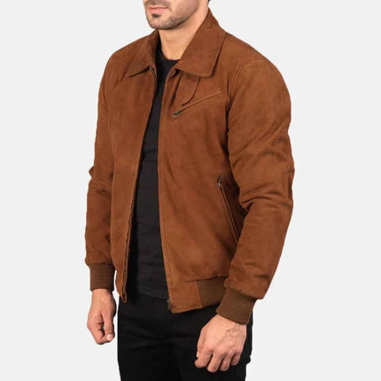 Men Tomchi Tan Suede Leather Jacket