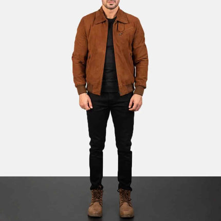 Men Tomchi Tan Suede Leather Jacket