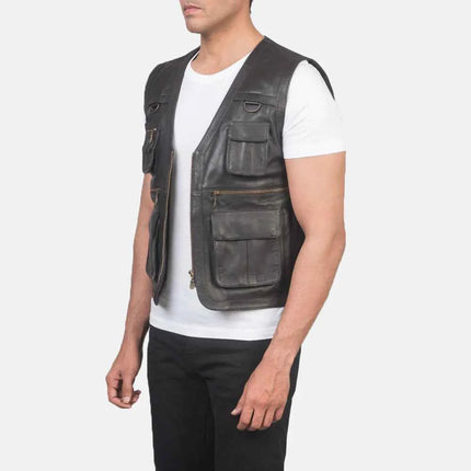 Men's Safari Brown Leather Vest
