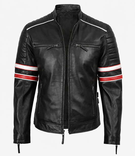 Donovan Racer Jacket with Stripes For Men