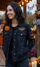 Spooky Halloween Embroidered Denim Jacket for Women