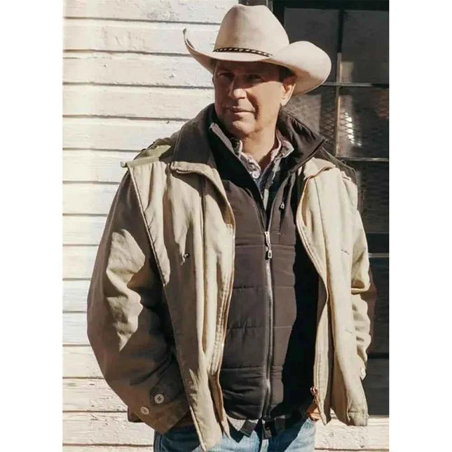 Yellowstone Kevin Costner Beige Cotton Jacket