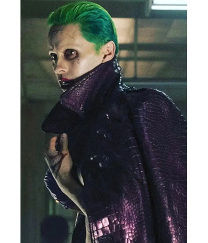 Joker Suicide Squad Inspired Purple Leather Trench Coat