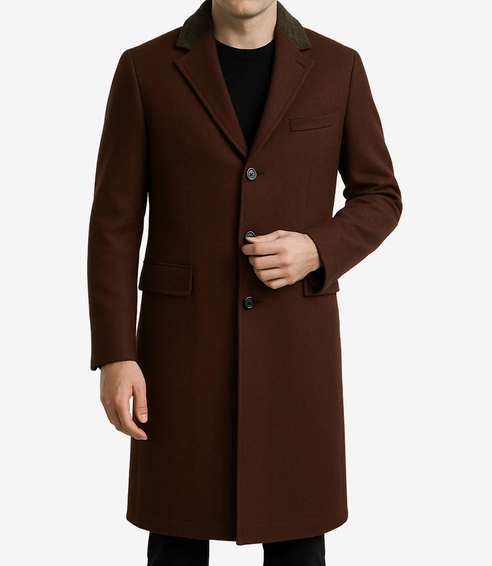 Bellweather Brown Wool Coat For Men
