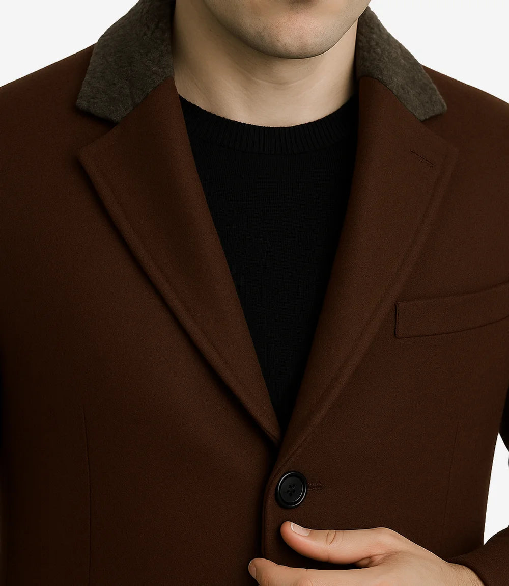 Bellweather Brown Wool Coat For Men