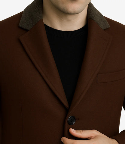Bellweather Brown Wool Coat For Men