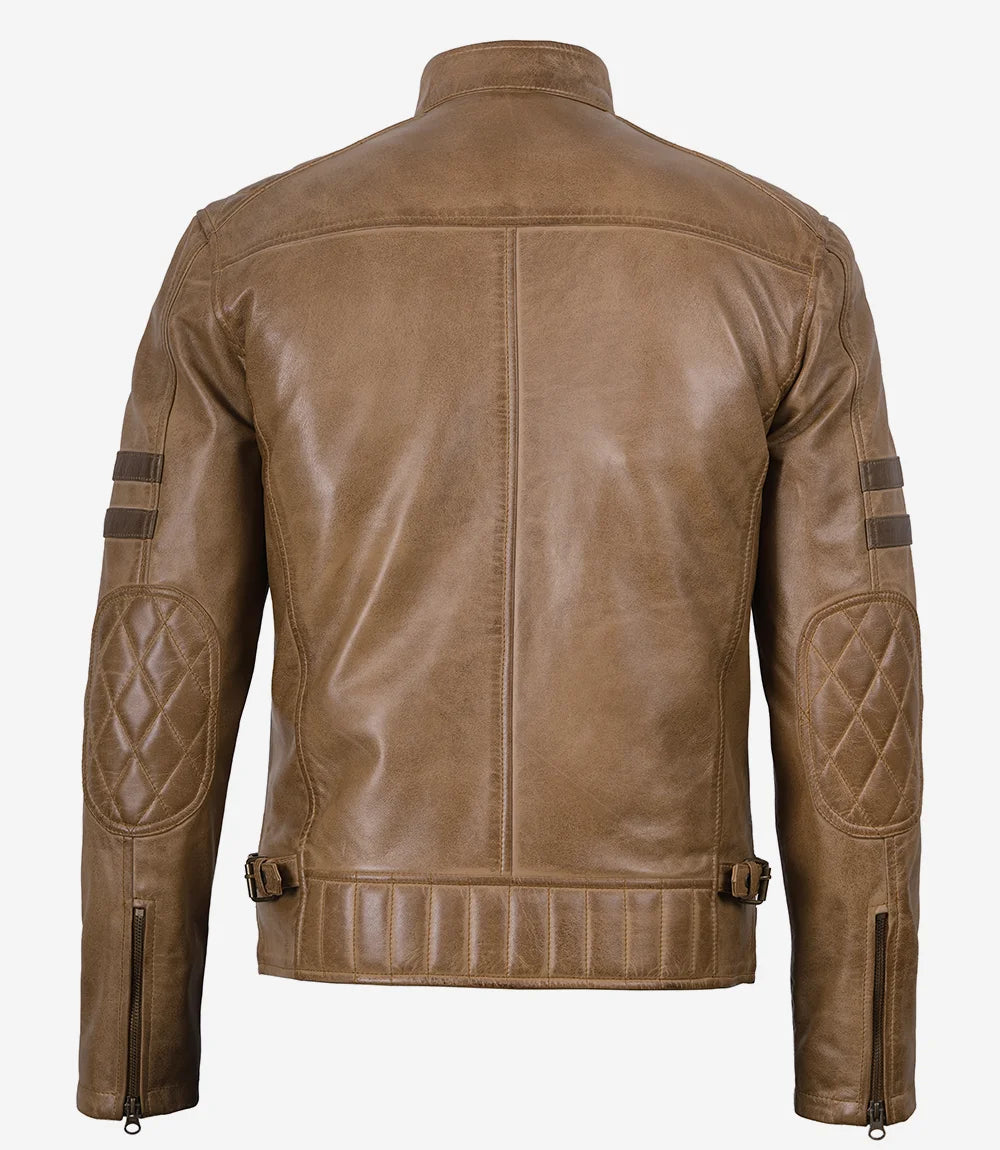 Marlowe Wax Cafe Racer Jacket with Stripes