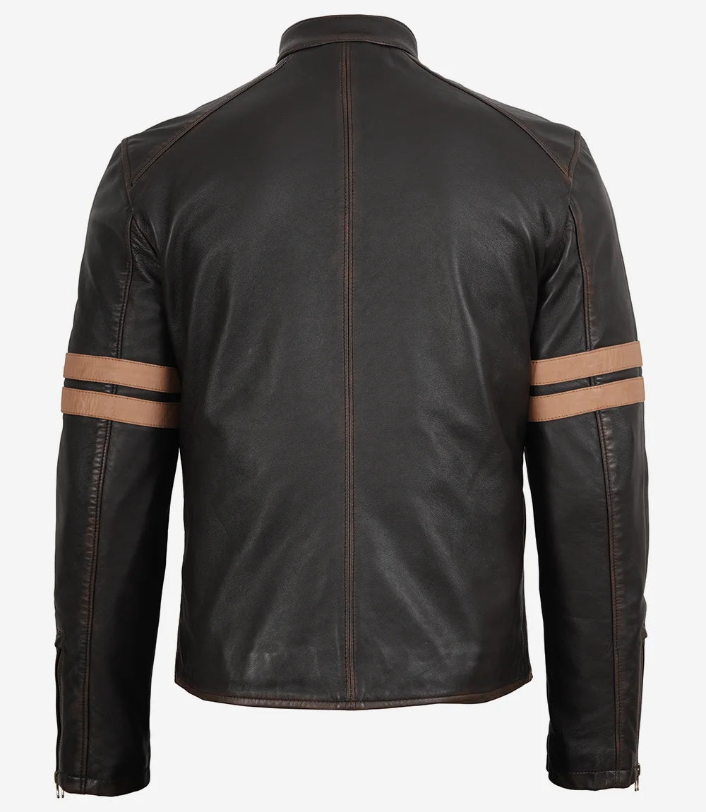 Kestrel Black Cafe Racer Jacket with Stripes