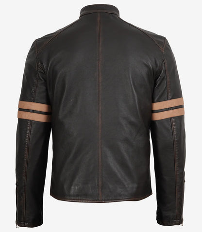 Kestrel Black Cafe Racer Jacket with Stripes