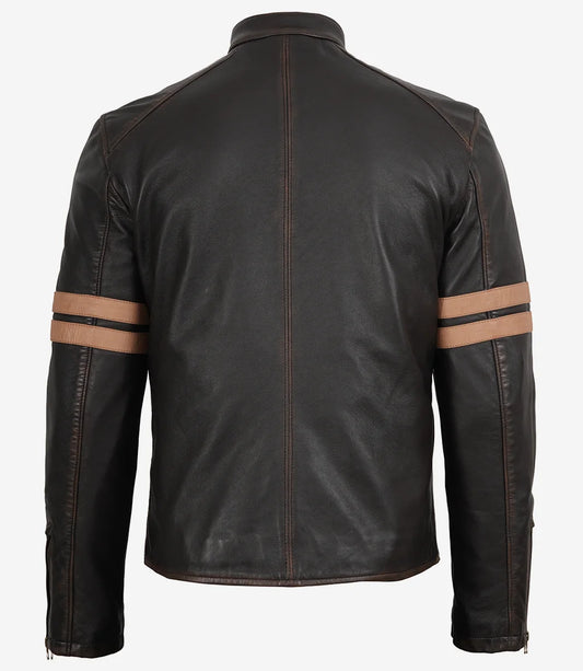 Kestrel Black Cafe Racer Jacket with Stripes