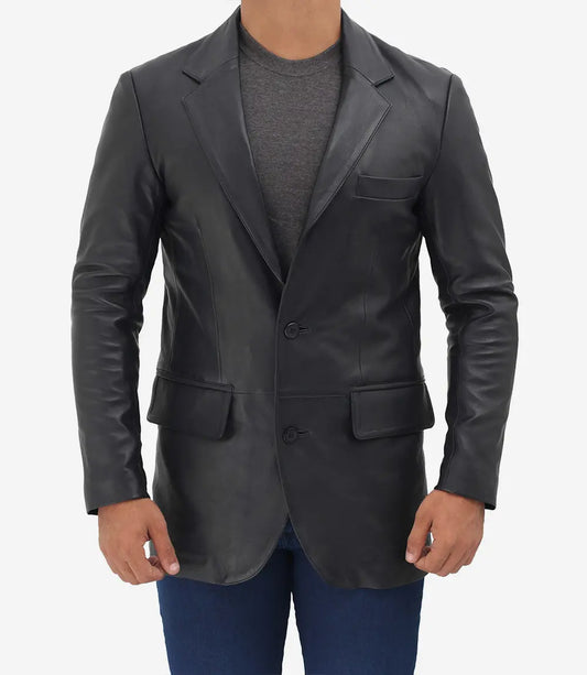 Halstead Two-Button Leather Blazer